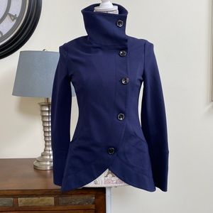 EUC WHBM Dark Navy Asymmetrical Blazer 2